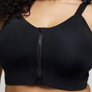Torrid High Impact Wireless Zip Front Active Sport Bra Rich Black 42H NWT